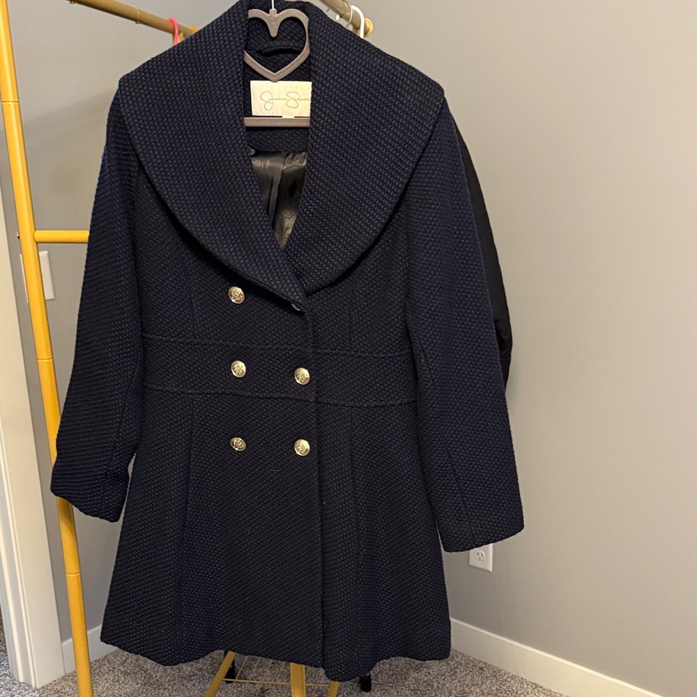 🤩JESSICA SIMPSON Excellent condition.  Navy Double-Breasted Women's Coat medium